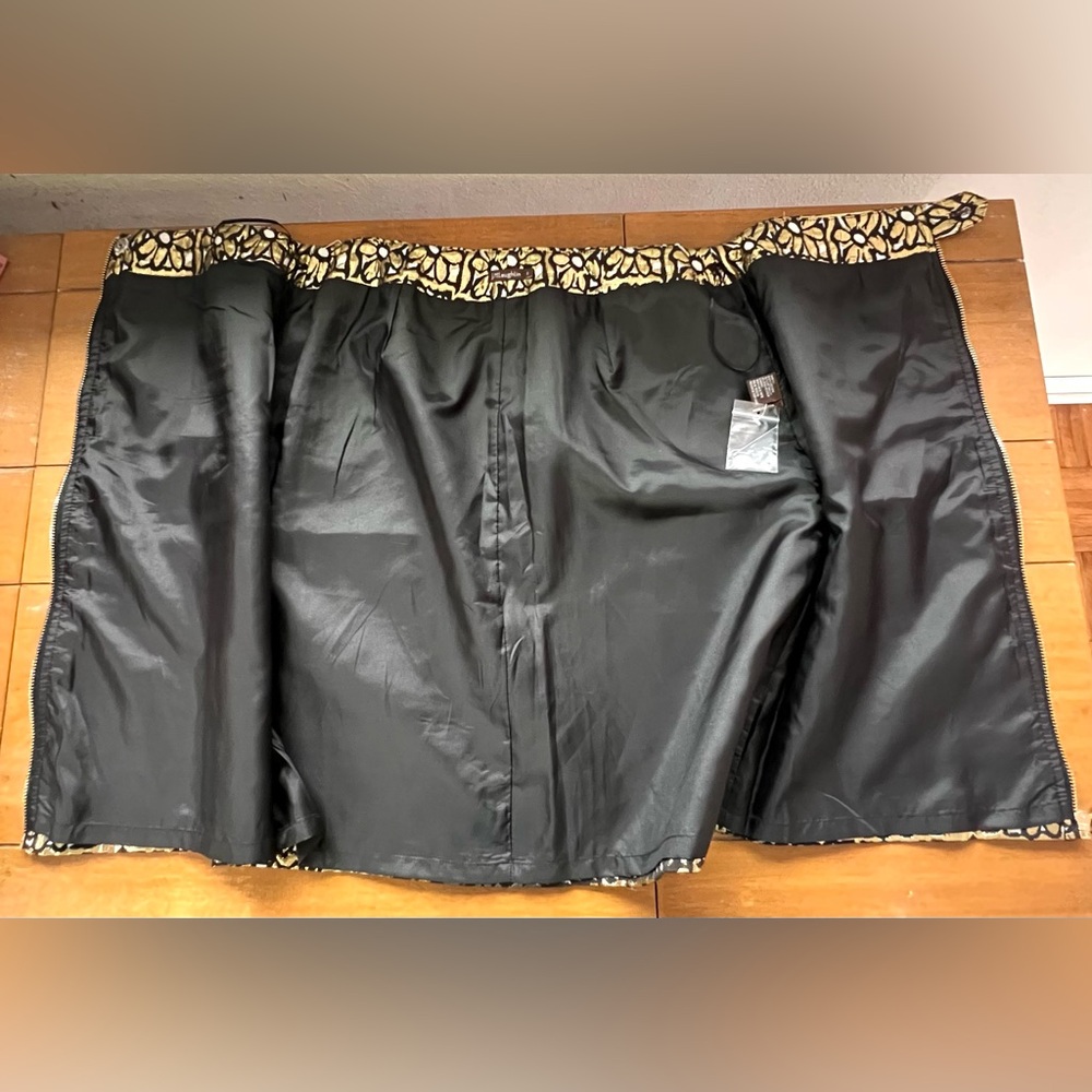 J. McLaughlin Perita Mini Skirt Vintage Daisy Gold Metallic Brocade Zip Front - Picture 10 of 14
